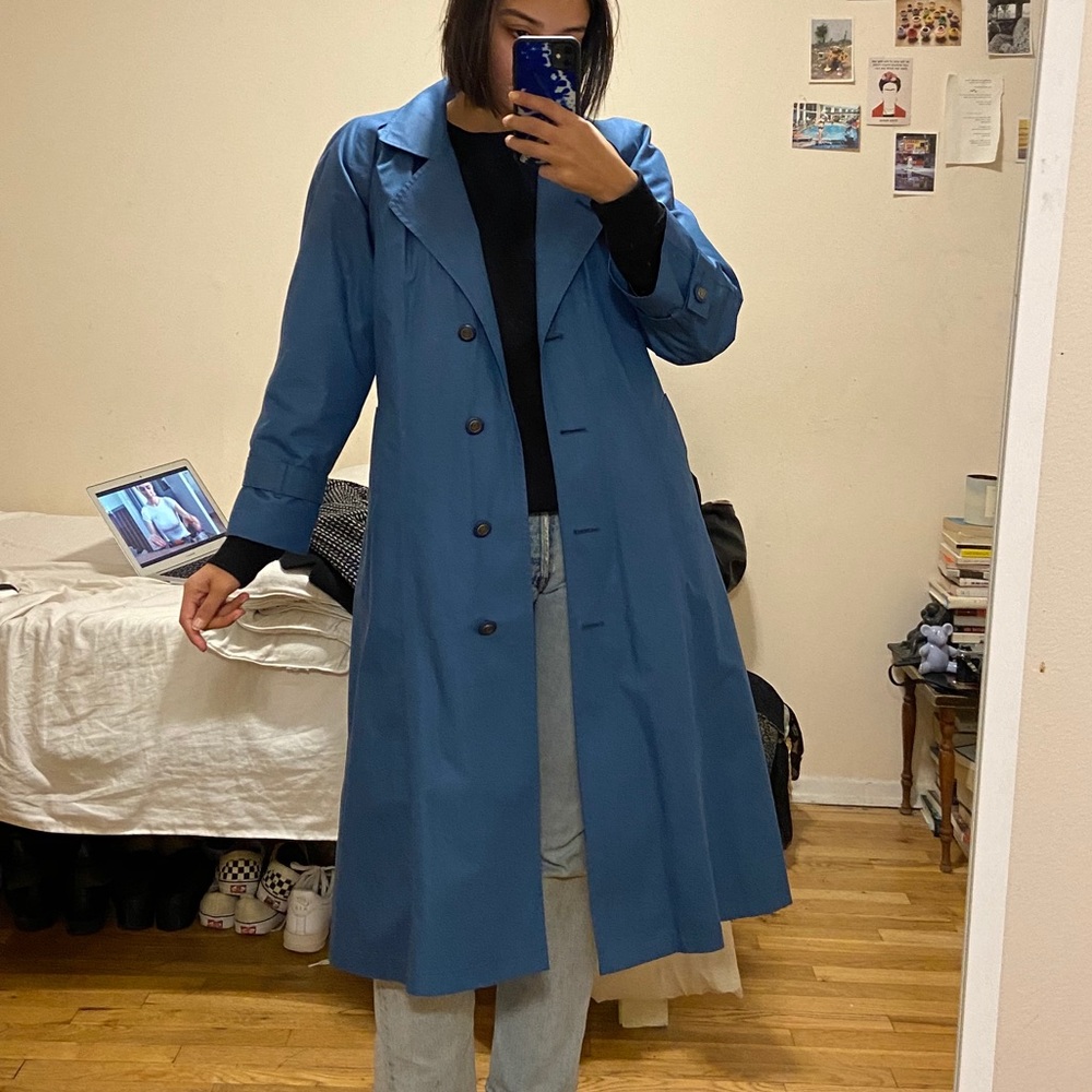 London fog blue trench coat